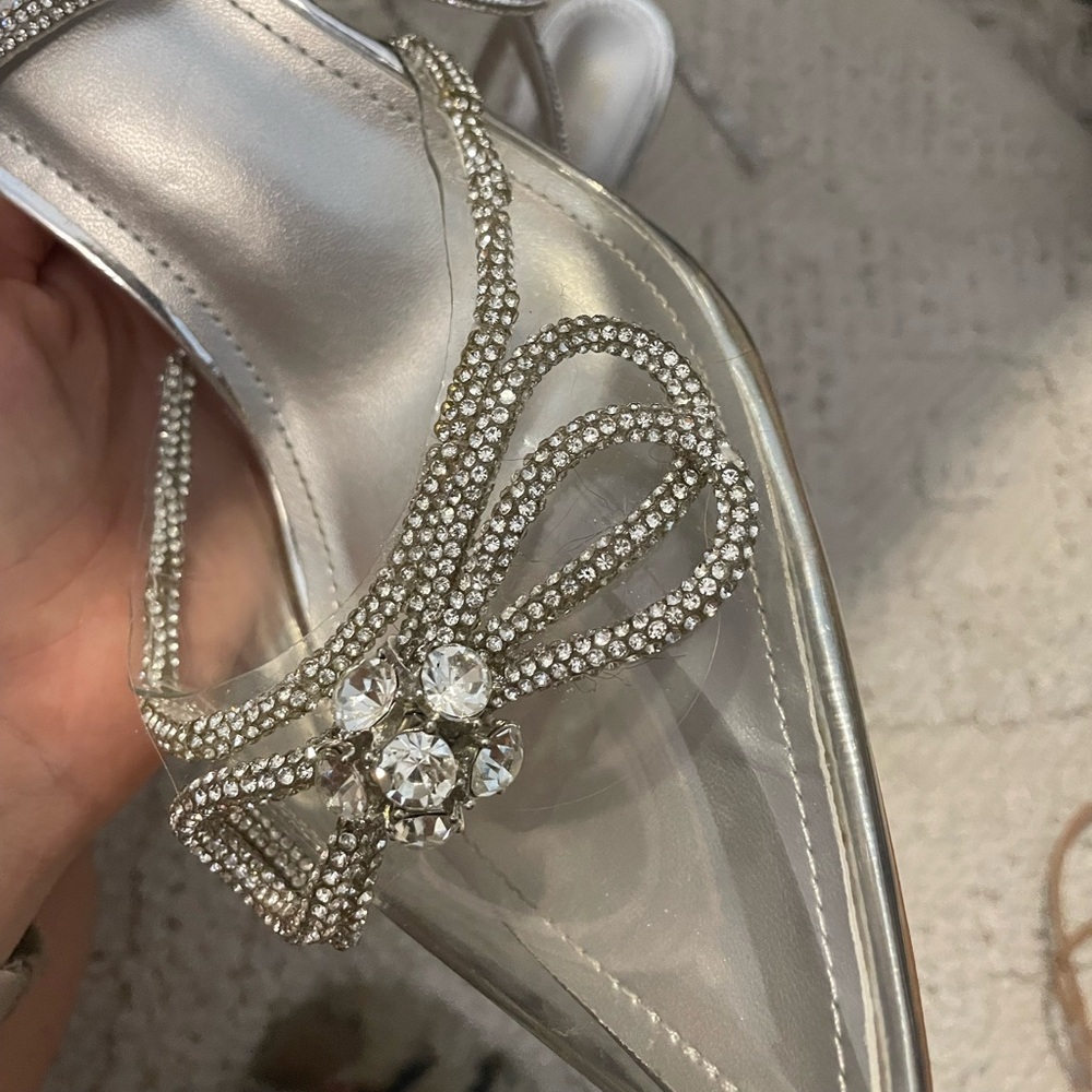 Cape Robbin‎ Silver Crystal Embellished Bow Heels - Picture 9 of 14